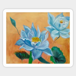 Two Blue Lotus on Gold Sticker